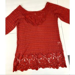 Umgee USA Crochet Style Tunic Top Coverup | 3/4 Length Sleeve